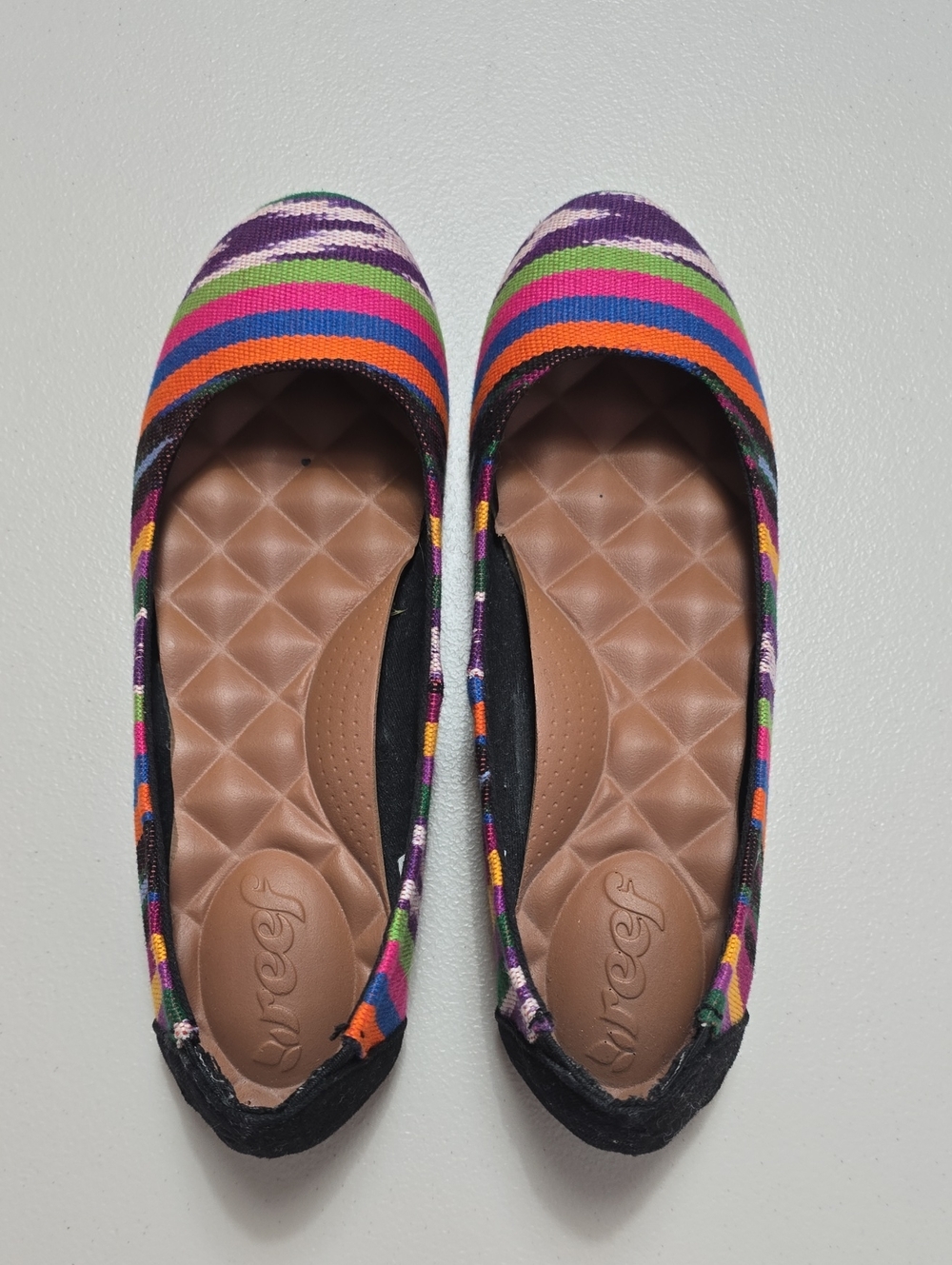 Reef Women's Multicolor Striped Flats - Purple, Green, Pink, Orange, Blue